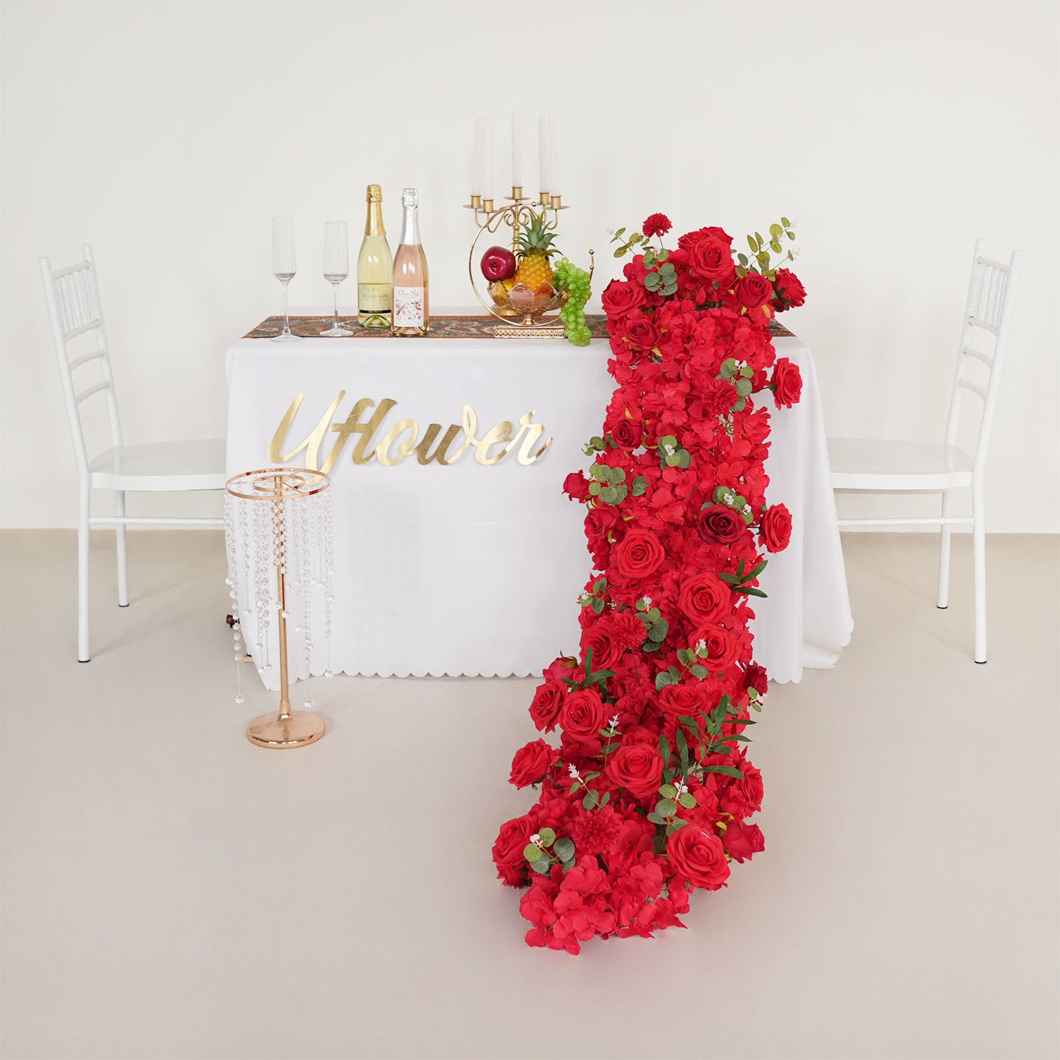 Uflower Artificial Flower Row Sofa Table Runner Floor Flower Arrangement